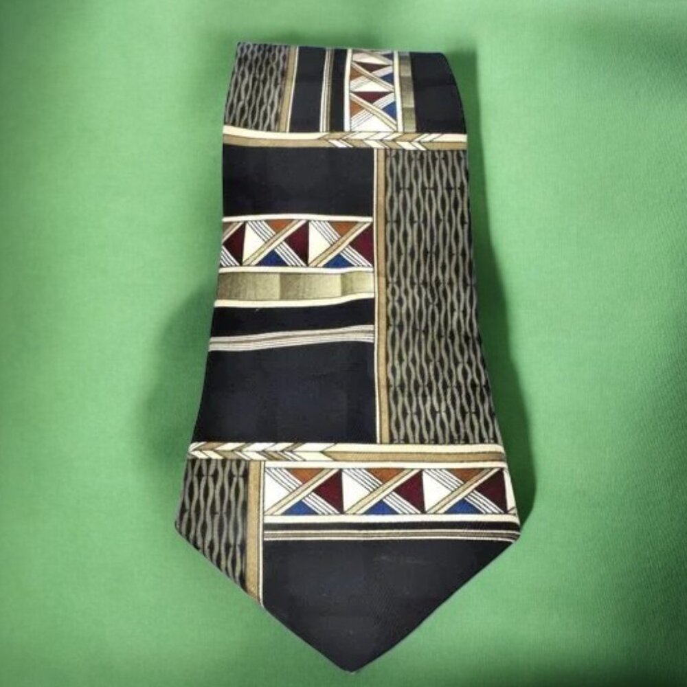 Vintage Conte di Milano Silk Tie Geometric Block Patterns